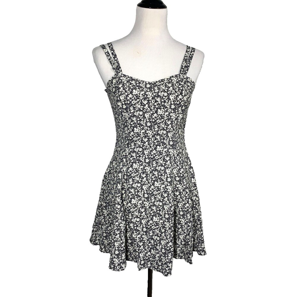 Vtg 90s Mini Dress Size 9 Fairy Dainty Cottage Y2K Mall Grunge Floral Beach